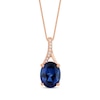 Thumbnail Image 1 of Oval-Cut Blue Lab-Created Sapphire & Diamond Accent Necklace 10K Rose Gold 18&quot;