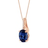 Thumbnail Image 2 of Oval-Cut Blue Lab-Created Sapphire & Diamond Accent Necklace 10K Rose Gold 18&quot;