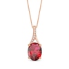 Thumbnail Image 1 of Oval-Cut Lab-Created Ruby & Diamond Accent Necklace 10K Rose Gold 18&quot;