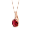 Thumbnail Image 2 of Oval-Cut Lab-Created Ruby & Diamond Accent Necklace 10K Rose Gold 18&quot;