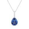 Thumbnail Image 1 of Pear-Shaped Blue Lab-Created Sapphire & Diamond Accent Necklace 10K White Gold 18&quot;