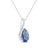 Thumbnail Image 2 of Pear-Shaped Blue Lab-Created Sapphire & Diamond Accent Necklace 10K White Gold 18&quot;