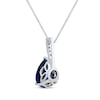 Thumbnail Image 3 of Pear-Shaped Blue Lab-Created Sapphire & Diamond Accent Necklace 10K White Gold 18&quot;