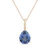 Thumbnail Image 1 of Pear-Shaped Blue Lab-Created Sapphire & Diamond Accent Necklace 10K Rose Gold 18&quot;