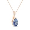 Thumbnail Image 2 of Pear-Shaped Blue Lab-Created Sapphire & Diamond Accent Necklace 10K Rose Gold 18&quot;