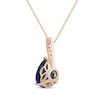 Thumbnail Image 3 of Pear-Shaped Blue Lab-Created Sapphire & Diamond Accent Necklace 10K Rose Gold 18&quot;