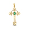 Thumbnail Image 1 of Oval-Cut Emerald Cross Charm 14K Yellow Gold