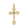 Thumbnail Image 3 of Oval-Cut Emerald Cross Charm 14K Yellow Gold