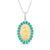 Thumbnail Image 1 of Lab-Created Emerald Our Lady of Guadalupe Necklace 14K Yellow Gold & Sterling Silver 18&quot;