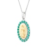 Thumbnail Image 2 of Lab-Created Emerald Our Lady of Guadalupe Necklace 14K Yellow Gold & Sterling Silver 18&quot;