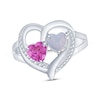 Thumbnail Image 0 of Heart-Shaped Pink Lab-Created Sapphire & Lab-Created Opal Ring Sterling Silver
