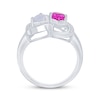 Thumbnail Image 1 of Heart-Shaped Pink Lab-Created Sapphire & Lab-Created Opal Ring Sterling Silver