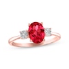 Thumbnail Image 1 of Oval-Cut Lab-Created Ruby & Diamond Accent Ring 10K Rose Gold