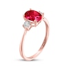 Thumbnail Image 2 of Oval-Cut Lab-Created Ruby & Diamond Accent Ring 10K Rose Gold