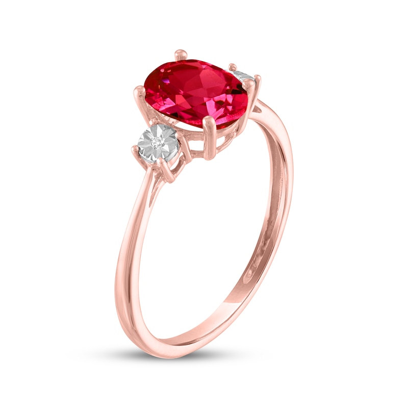 Oval-Cut Lab-Created Ruby & Diamond Accent Ring 10K Rose Gold | Kay Outlet