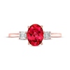 Thumbnail Image 3 of Oval-Cut Lab-Created Ruby & Diamond Accent Ring 10K Rose Gold