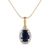 Thumbnail Image 0 of Oval-Cut Blue Sapphire & Diamond Necklace 1/10 ct tw 10K Yellow Gold 18"