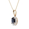 Thumbnail Image 1 of Oval-Cut Blue Sapphire & Diamond Necklace 1/10 ct tw 10K Yellow Gold 18"