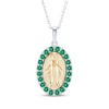 Thumbnail Image 1 of Lab-Created Emerald Virgin Mary Necklace Sterling Silver & 14K Yellow Gold 18&quot;