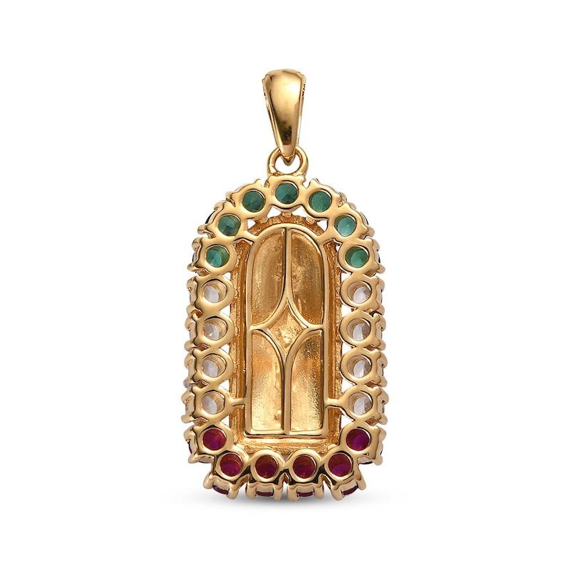 Main Image 3 of Lab-Created Ruby, Lab-Created Emerald & White Lab-Created Sapphire Mary Charm 10K Yellow Gold