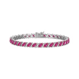 Marquise-Cut Lab-Created Ruby S-Link Bracelet 7.25&quot;