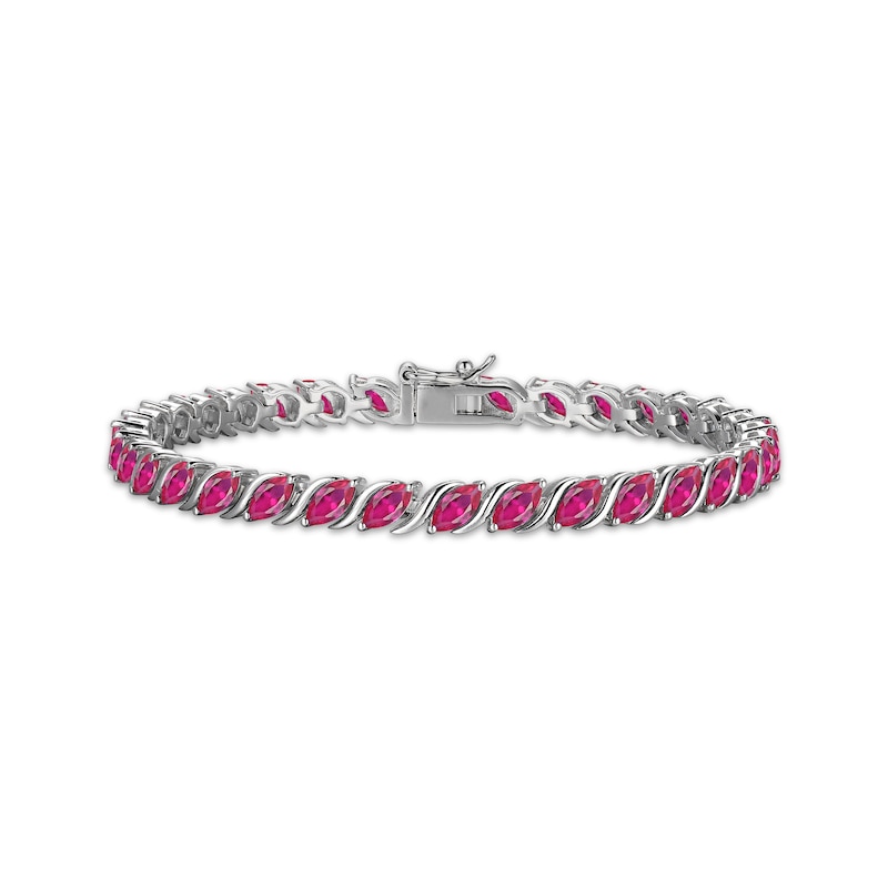 Main Image 1 of Marquise-Cut Lab-Created Ruby S-Link Bracelet 7.25&quot;