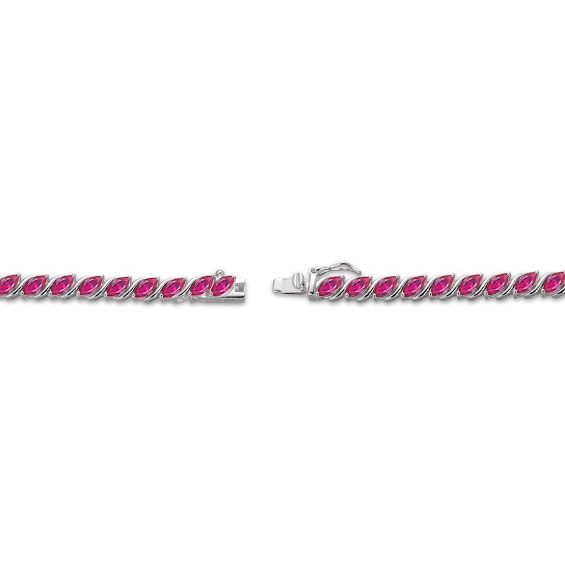 Main Image 3 of Marquise-Cut Lab-Created Ruby S-Link Bracelet 7.25&quot;