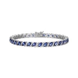 Marquise-Cut Blue Lab-Created Sapphire S-Link Bracelet 7.25&quot;