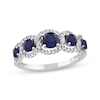 Thumbnail Image 1 of Blue Lab-Created Sapphire & Diamond Five-Stone Ring 1/5 ct tw 10K White Gold