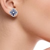 Thumbnail Image 3 of Marquise-Cut Blue Lab-Created Sapphire & Diamond Arabesque Flower Stud Earrings 1/5 ct tw 10K White Gold