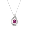 Thumbnail Image 3 of Oval-Cut Lab-Created Ruby & White Lab-Created Sapphire Teardrop Necklace Sterling Silver 18&quot;