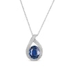 Thumbnail Image 1 of Oval-Cut Blue Lab-Created Sapphire & White Lab-Created Sapphire Teardrop Necklace Sterling Silver 18&quot;