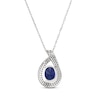 Thumbnail Image 3 of Oval-Cut Blue Lab-Created Sapphire & White Lab-Created Sapphire Teardrop Necklace Sterling Silver 18&quot;