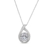 Thumbnail Image 0 of Oval-Cut White Lab-Created Sapphire Teardrop Necklace Sterling Silver 18"