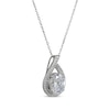 Thumbnail Image 1 of Oval-Cut White Lab-Created Sapphire Teardrop Necklace Sterling Silver 18"