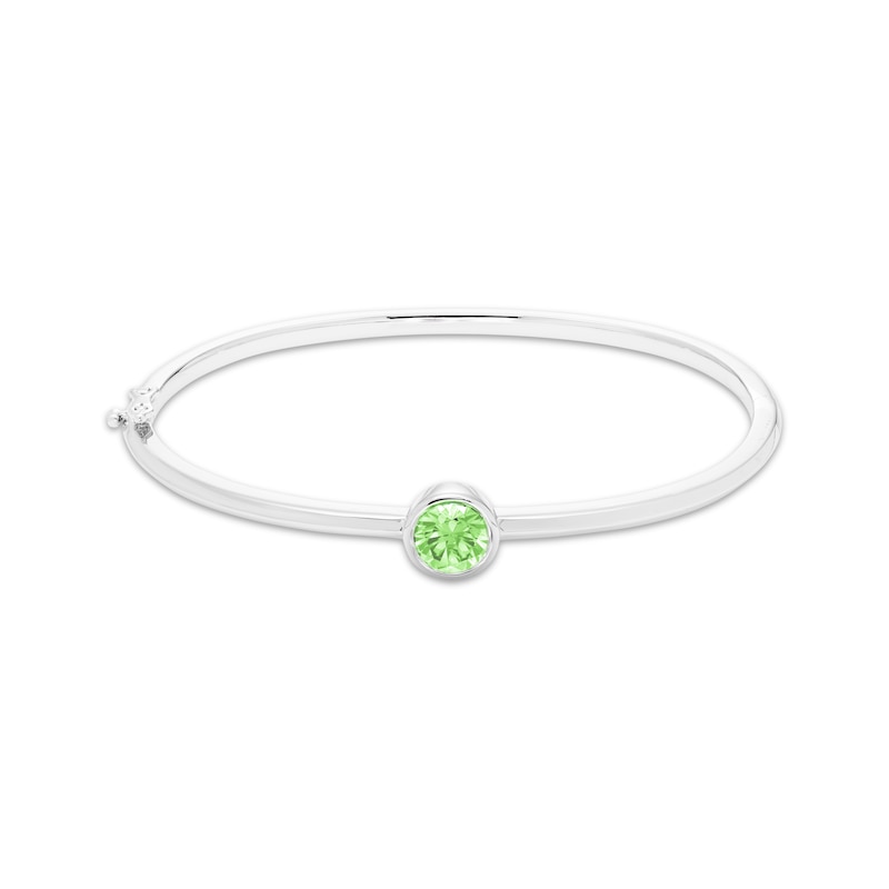 Main Image 1 of Peridot Solitaire Bezel Bangle Bracelet Sterling Silver