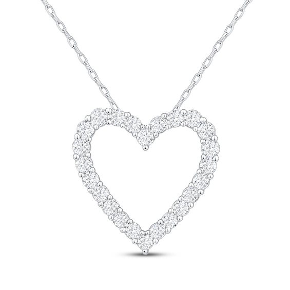 Diamond Heart Outline Necklace 1 ct tw 10K White Gold 18"