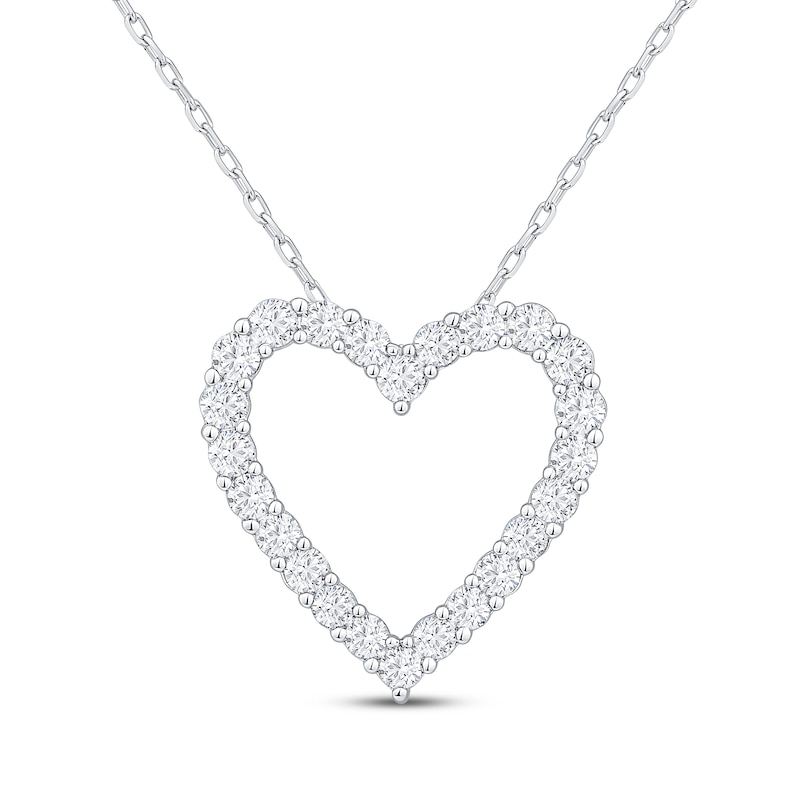 Main Image 1 of Diamond Heart Outline Necklace 1 ct tw 10K White Gold 18&quot;