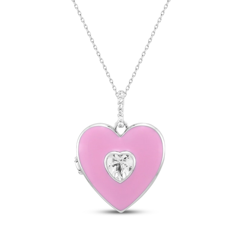 Heart-Shaped & Round-Cut White Lab-Created Sapphire Enameled Heart ...