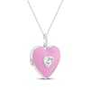 Thumbnail Image 2 of Heart-Shaped & Round-Cut White Lab-Created Sapphire Enameled Heart Locket Necklace Sterling Silver 18&quot;