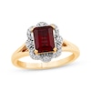 Thumbnail Image 1 of Octagon-Cut Lab-Created Ruby & Diamond Ring 1/10 ct tw 10K Yellow Gold