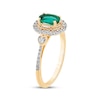 Thumbnail Image 1 of Oval-Cut Emerald & Diamond Halo Ring 1/5 ct tw 10K Yellow Gold