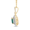 Thumbnail Image 2 of Oval-Cut Emerald & Diamond Halo Necklace 1/6 ct tw 10K Yellow Gold 18&quot;