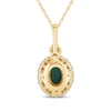 Thumbnail Image 3 of Oval-Cut Emerald & Diamond Halo Necklace 1/6 ct tw 10K Yellow Gold 18&quot;