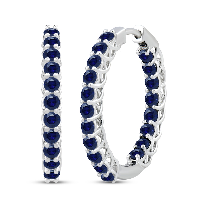 Blue Lab-Created Sapphire Inside-Out Hoop Earrings Sterling Silver