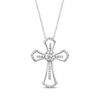 Thumbnail Image 0 of White Lab-Created Sapphire Cross Necklace Sterling Silver 18"