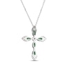 Thumbnail Image 3 of Marquise-Cut Lab-Created Emerald & White Lab-Created Sapphire Cross Necklace Sterling Silver 18&quot;