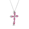Thumbnail Image 1 of Marquise-Cut Lab-Created Ruby & White Lab-Created Sapphire Cross Necklace Sterling Silver 18"