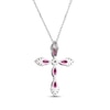 Thumbnail Image 2 of Marquise-Cut Lab-Created Ruby & White Lab-Created Sapphire Cross Necklace Sterling Silver 18"