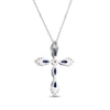 Thumbnail Image 2 of Marquise-Cut Blue Lab-Created Sapphire & White Lab-Created Sapphire Cross Necklace Sterling Silver 18"